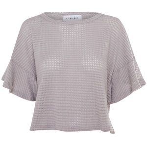 Gilli Ruffle Sleeve Waffle Top